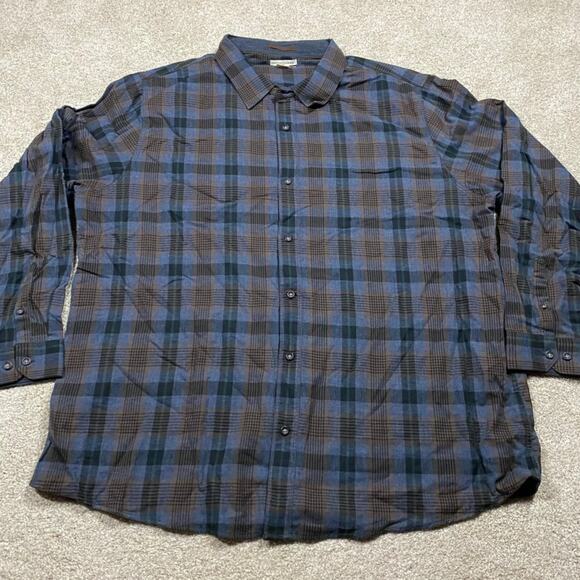 Carbon 2 Cobalt Shirt Mens 2XL Blue Plaid Button Up Business Lightweight Cotton - Picture 1 of 8